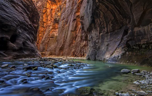 Картинка природа, река, каньон, пещера