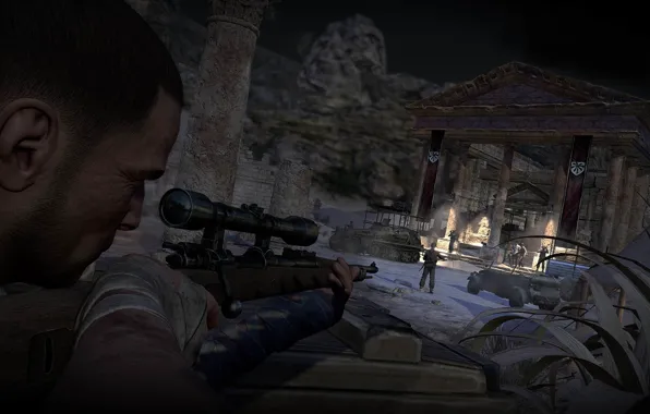 Картинка ночь, оружие, винтовка, Sniper Elite 3