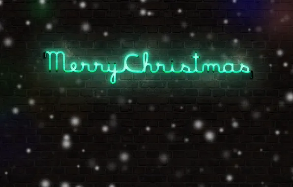 Картинка Xmas, праздник, merry christmas, стена, снег, зима, рождество, кирпич