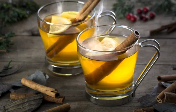 Lemon, tea, cinnamon