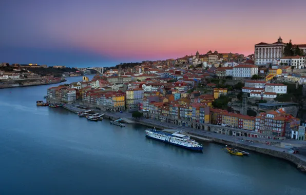 Дома, панорама, Португалия, Порту