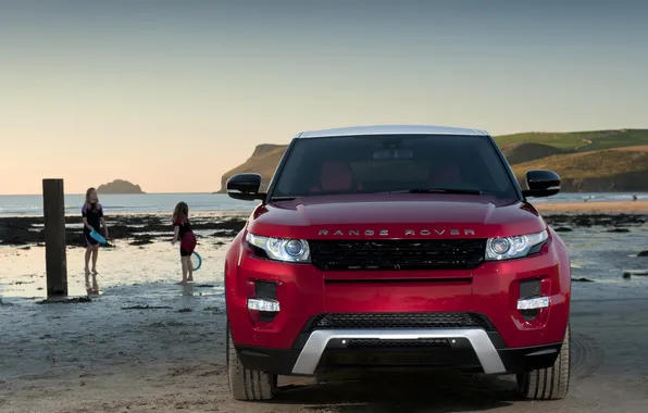 Red, range rover, evoque