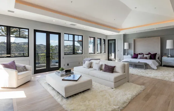Мебель, интерьер, спальня, Beverly Hills, Mansion