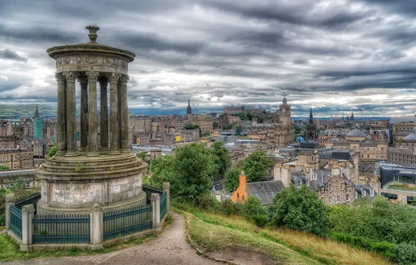Здания, дома, Шотландия, памятник, панорама, Scotland, Эдинбург, Edinburgh