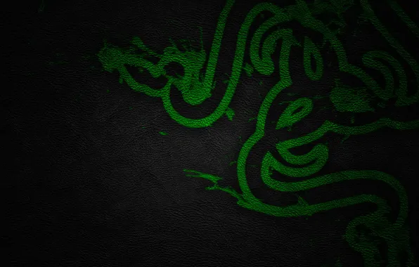 Green, Black, Logo, Razer, Wallpaper, Hi-Tech, Texture, Leather