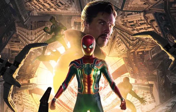 Spiderman, Lizardman, Dr Strange, No way home, Green goblin