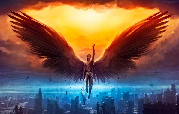 Картинка крылья, ангел, парень