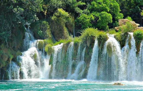 Водопады, Хорватия, национальный парк, Плитвицкие озёра, Croatia Plitvice Lakes National Park waterfalls