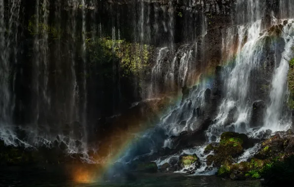 Водопад, радуга, Япония, Shiraito Falls
