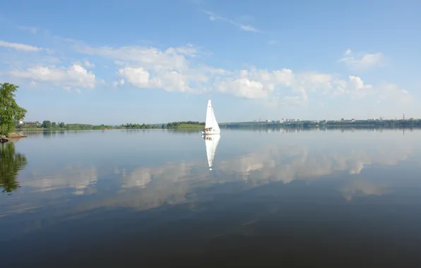 Озеро, Яхта, Лето, Парус, Слава, Каравелла