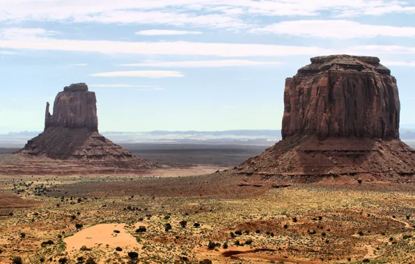 Песок, небо, горы, пустыня, Юта, Monument Valley, Долина монументов