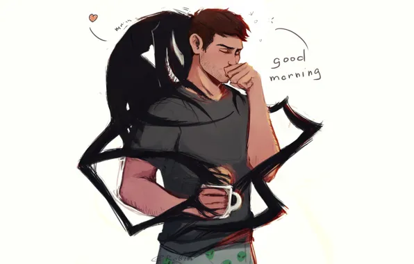 Нежность, утро, чашка, Веном, Venom, Эдди Брок, veddie, by enotrobin
