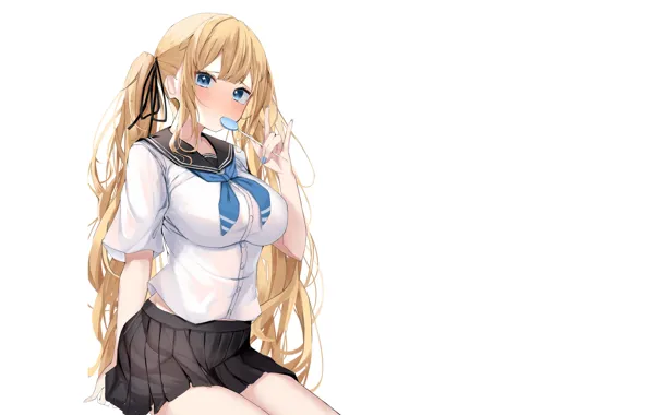 Картинка sexy, boobs, anime, pretty, skirt, uniform, SCHOOL GIRL