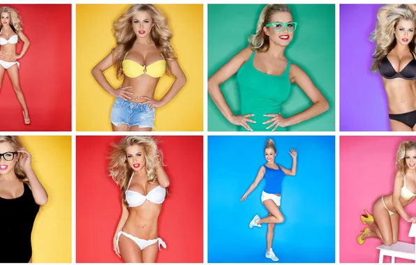 Sexy, bra, boobs, blonde, collage