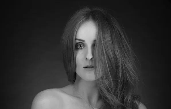 Взгляд, девушка, лицо, волосы
