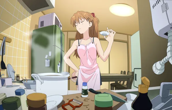 Холодильник, кухня, Аска Лэнгли Сорью, Evangelion