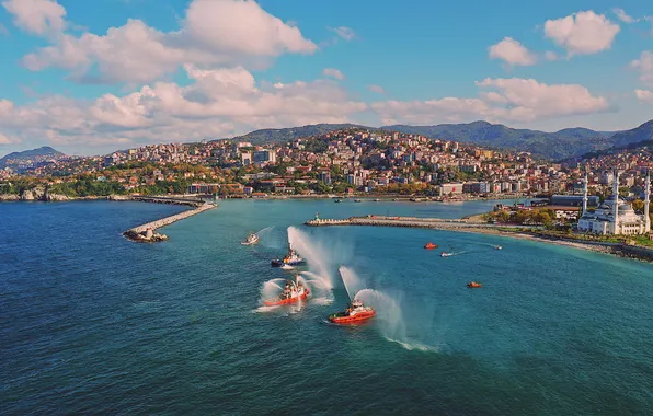 Картинка Turkey, port, mosque, blacksea, Zonguldak