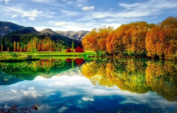 Картинка colors, autumn, lake, reflection