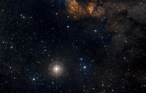 Stars, RCW 38, Wide Field View, Digitized Sky Survey, Gas clouds, Dust clouds, Constellation of …