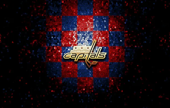 Wallpaper, sport, logo, NHL, Washington Capitals, hockey, glitter, checkered