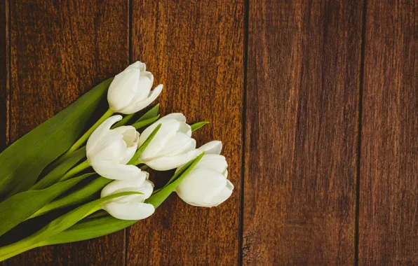 Цветы, букет, тюльпаны, white, белые, wood, flowers, tulips