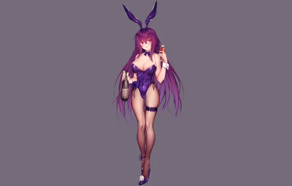 Girl, sexy, cleavage, long hair, boobs, anime, beautiful, red eyes