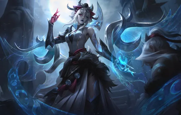 Art, League of Legends, Skin, LoL, Morgana, Snow Moon