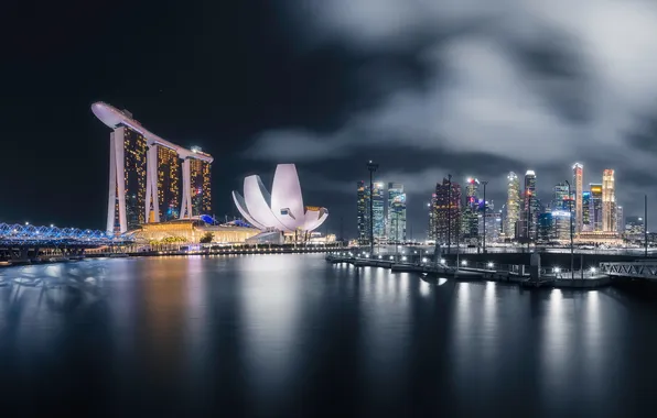 Картинка ночь, город, Singapore