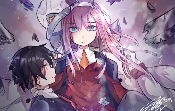 Мальчик, арт, девочка, 002, Darling In The Frankxx, Милый во Франксе