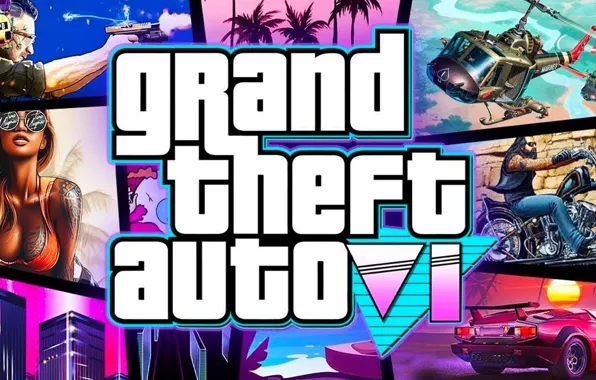 Игра, логотип, Logo, video game, Grand Theft Auto, Rockstar Games, GTA VI, action-adventure