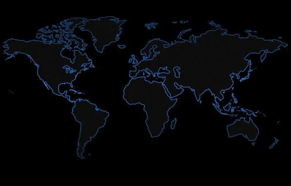 Неон, Земля, материки, черный фон, карта мира, neon, black background, continents