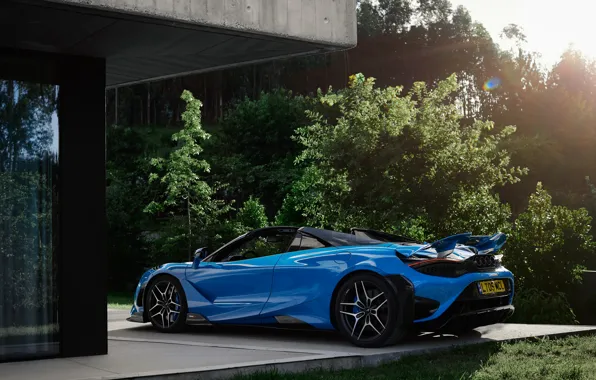 McLaren, blue, McLaren 765LT Spider, 765LP