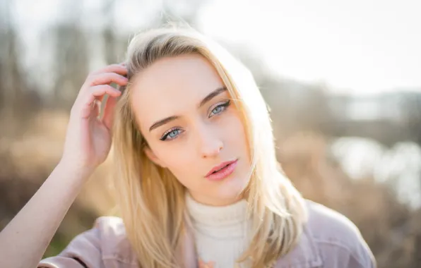 Взгляд, лицо, блондинка, Sarah