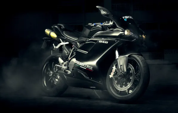 Ducati, black, Evo, спортивный мотоцикл, 848