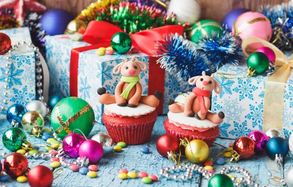 Картинка Рождество, подарки, Новый год, Christmas, кексы, Photos, угощенье, vectors