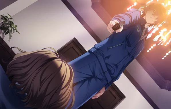 Свет, пистолет, люстра, парень, киллер, Grisaia no Kajitsu