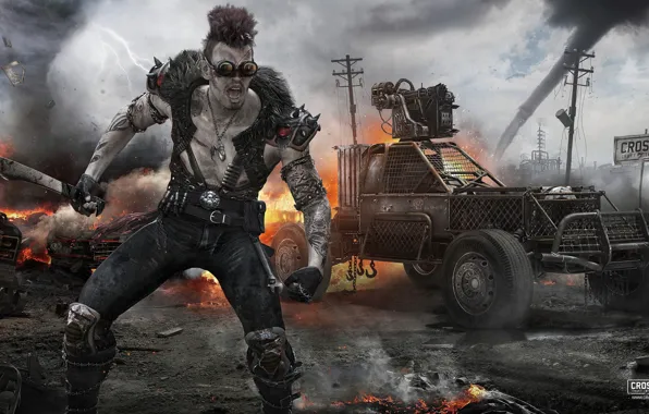 Огонь, транспорт, автомобиль, Raider, crossout