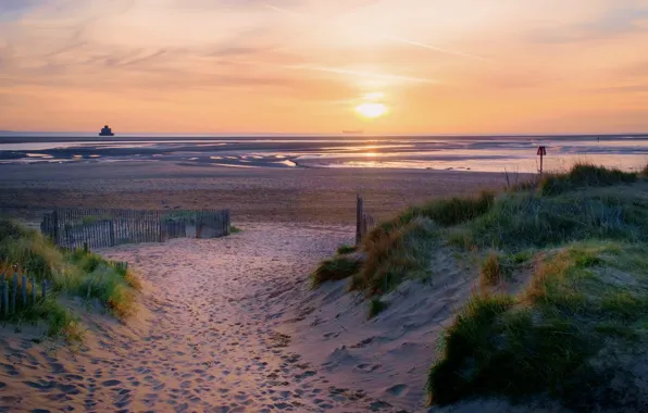 Coast, sunrise, Through the dunes, Haile Sand Fort