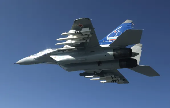 Картинка небо, высота, Истребитель, ракеты, полёт, Россия, самолёт, боеприпасы