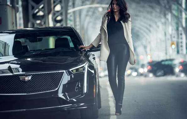 Картинка CADILLAC CT6-V, автомобиль, женщина, транспорт, полосы