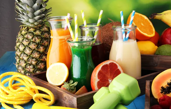 Ягоды, сок, фрукты, напитки, витамины, фреш