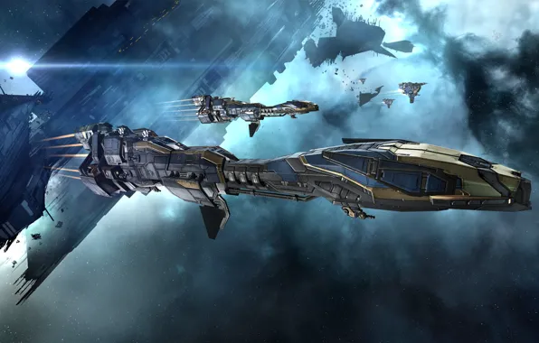 Туманность, станция, Космос, space, руины, космический корабль, eve online, space ship