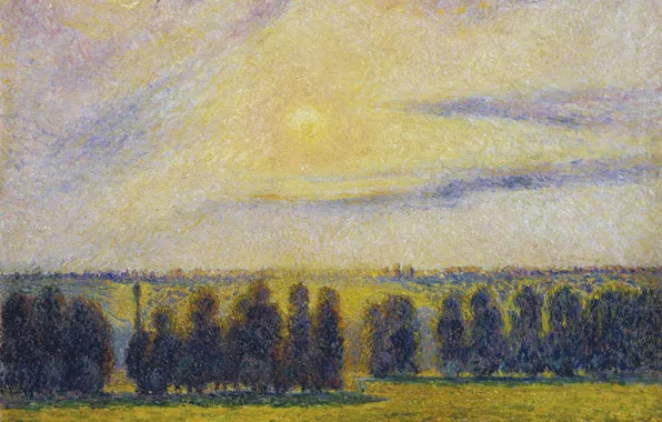 Пейзаж, картина, Камиль Писсарро, Закат в Эраньи