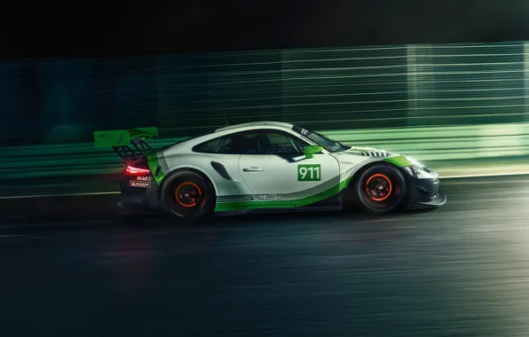 Скорость, 911, Porsche, гоночное авто, вид сбоку, GT3 R, 2019