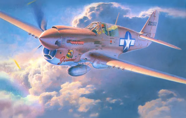 Aircraft, war, art, airplane, aviation, usaf, ww2, dogfight