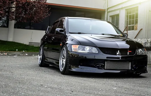 Черный, Mitsubishi, Lancer, Evolution, black, Beautiful, Style, Лансер
