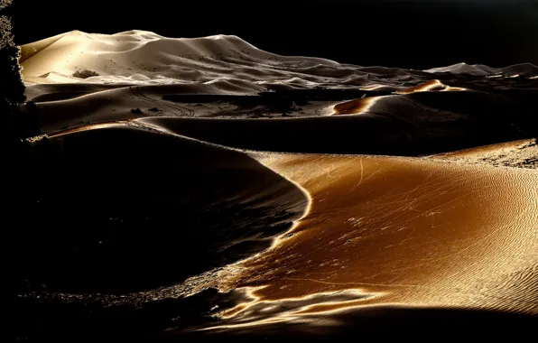 Песок, ночь, природа, пустыня, дюны