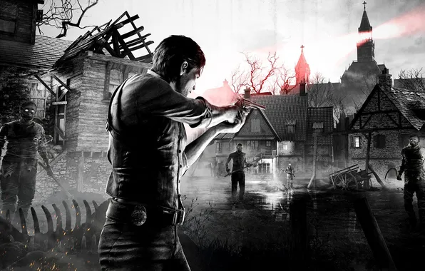 Картинка маяк, проволока, деревня, зомби, мужчина, zombie, жетон, детектив