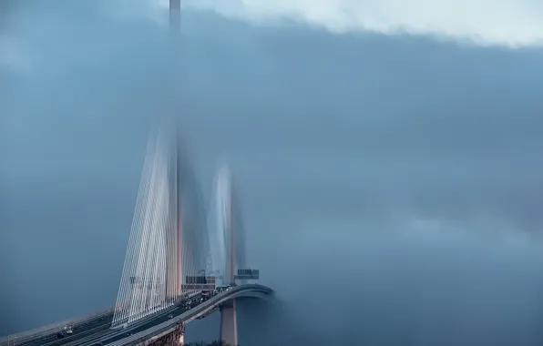 Scotland, Bridge in the mist, South Queensferry