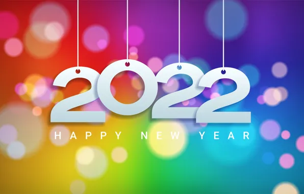 Фон, colorful, цифры, Новый год, new year, happy, bokeh, decoration